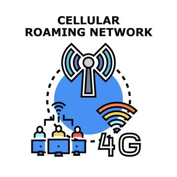 Cellular roaming network concept for wireless communication Stock Illustration