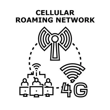 Cellular roaming network concept for wireless communication Stock Illustration