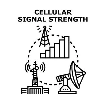Cellular signal strength determining network connection performance Stock Illustration