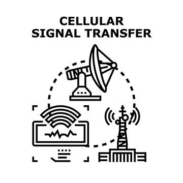 Cellular signal transfer process connecting network technology Stock Illustration
