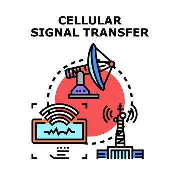 Cellular signal transfer process connecting network technology Stock Illustration
