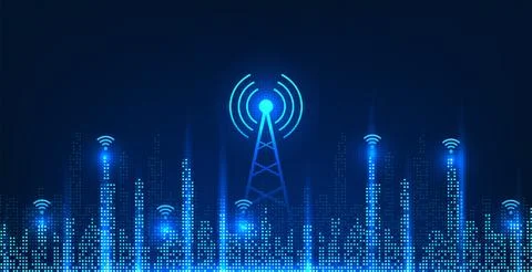 Cellular technology located on the smart city is pixelated. Smart city conc.. Stockillustratie