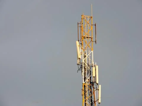 A cellular telecommunication tower, also known as a base transceiver station Stock Photos