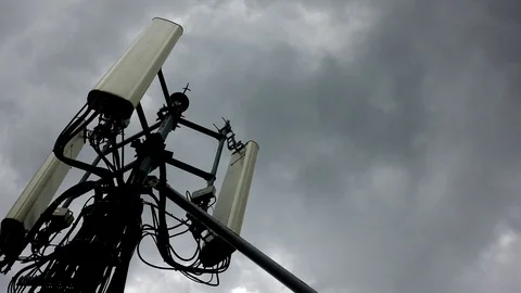Cellular towers and internet on the background of the sky Video stock 89680891