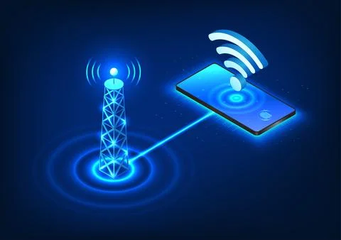 Cellular towers are technologies that emit signals into mobile phones to re.. Stockillustratie