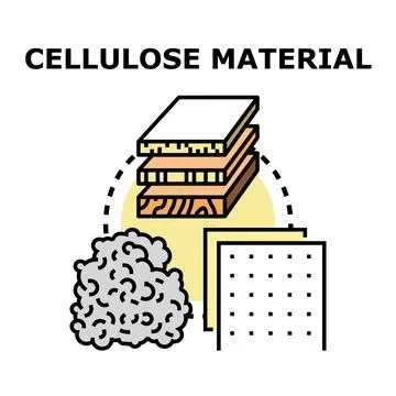 Cellulose material concept showing various forms and products Stock Illustration