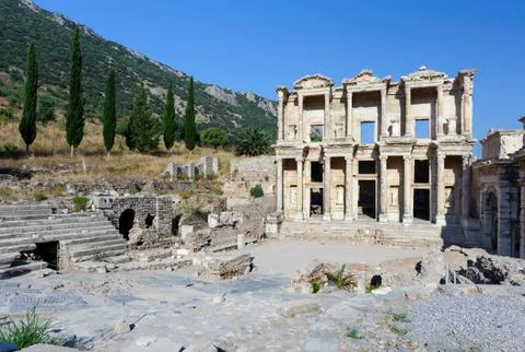 Celsius library at ancient ephesus Stock Photos