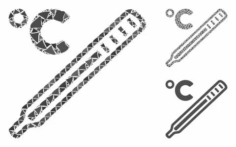 Celsius mercury thermometer Composition Icon of Rugged Elements Illustrazione stock