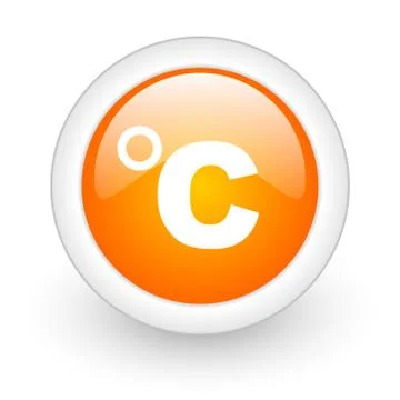 Celsius orange glossy web icon on white background. Stock Illustration