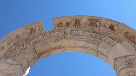 Celsus Library in Ephesus (Efes), ancient city ruins, Turkey Stock Footage 142778902