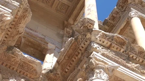 Celsus Library in Ephesus (Efes), ancient city ruins, Turkey Stock Footage 142778927
