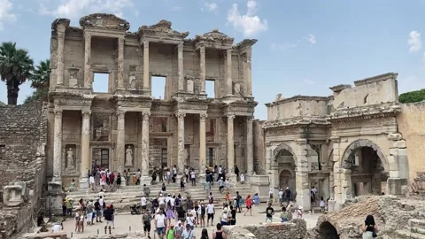Celsus Library in Ephesus (Efes) site, Selcuk region, Turkey. Stock Footage 207841112