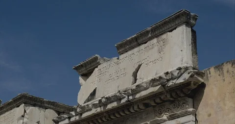 Celsus Library, Ephesus Tight Pan 1 Stock Footage 113249539
