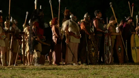 Celt army night 02 Video stock 32533506