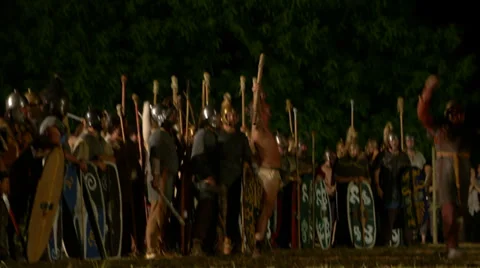 Celt army night 03 Stock Footage 32533868