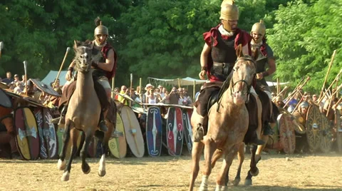 Celt roman cavalry 01 Stock Footage 32519425