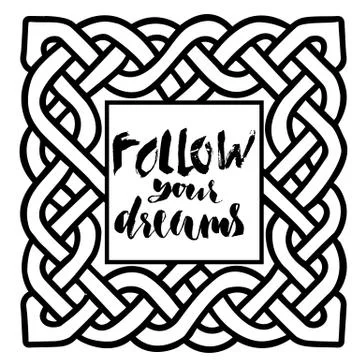 Celtic black and white pattern. Scandinavian ornament. Ribbon background. Follow 스톡 일러스트