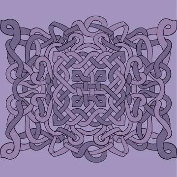 Celtic black and white pattern. Scandinavian ornament. Ribbon background. Purble Stock Illustration