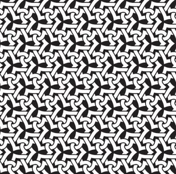 Celtic chain mail. Seamless pattern of intersecting trefoils with swatch Stock Illustration