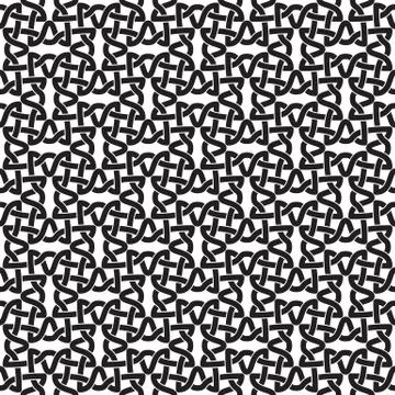 Celtic chain mail. Seamless pattern of intersecting geometric shapes Stock Illustration