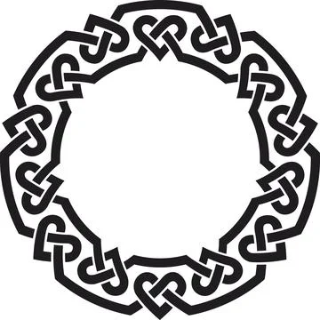 Celtic circular frame with hearts, black Stock Illustration