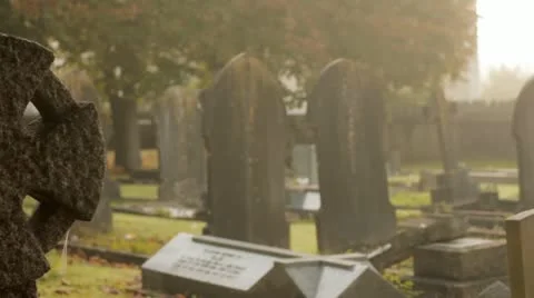 Celtic Cross in Churchyard Stock Footage 12248959