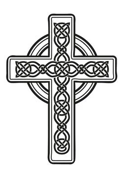 Celtic cross - decorated with Celtic ornaments Illustrazione stock