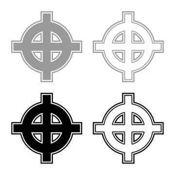 Celtic cross grey black superiority icon set grey black color illustration ou Stock Illustration