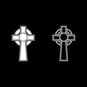Celtic cross icon set white color illustration flat style simple image Stock Illustration