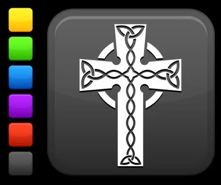 Celtic cross icon on square internet button Stock Illustration