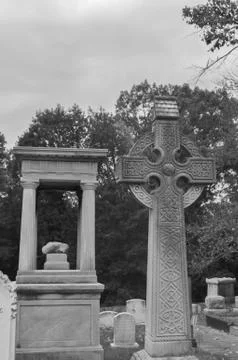 Celtic Cross Statue in a Cemetery Stock Photos