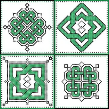 Celtic cross stitch patterns tile Illustrazione stock