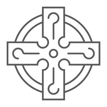Celtic cross thin line icon, st patrick's day and holiday, celtic ornament sign Stock Illustration