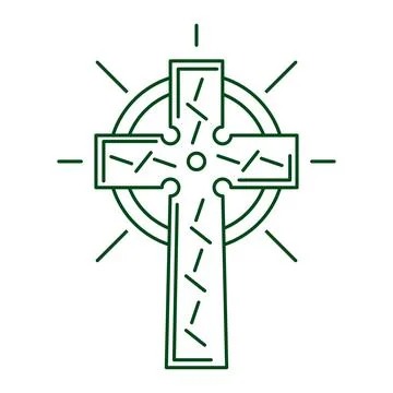 Celtic cross. Vector line icon isolated on white Stock Illustration