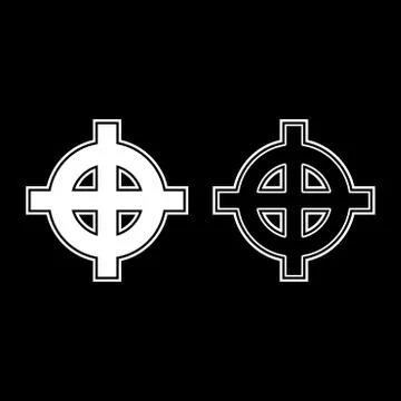 Celtic cross white superiority icon set white color illustration flat style s Stock Illustration