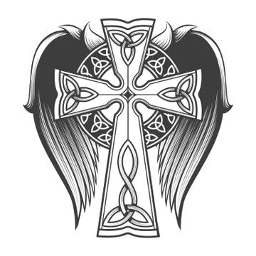 Celtic Cross with Wings Stock Illustration