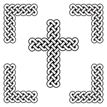 Celtic curved knot cross in the frame Stock Illustration