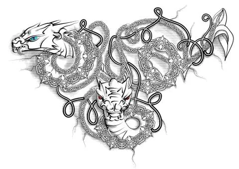 Celtic Double Dragon Illustrazione stock