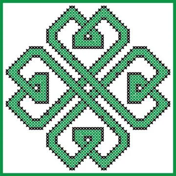 Celtic  endless knot in clover with hearts elements Stock Illustration