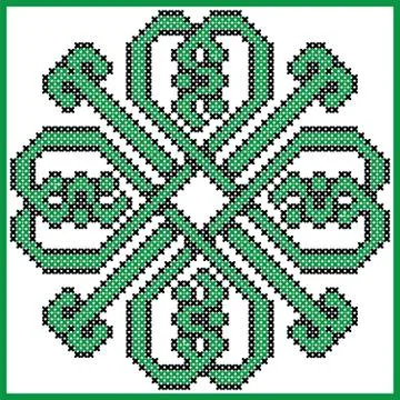 Celtic endless knot in clover with hearts elements in tile Stock Illustration