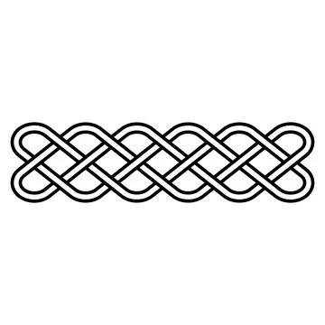 Celtic endless knot horizontal design, black interwoven loop symbol 스톡 일러스트