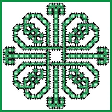 Celtic endless knot in square clover with hearts elements in tile  shape Stock Illustration