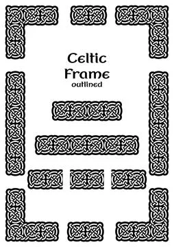 Celtic Frame and Design Elements Outlined Stock Illustration