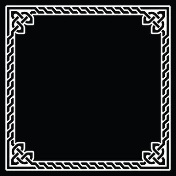 Celtic frame, border white pattern on black Illustrazione stock