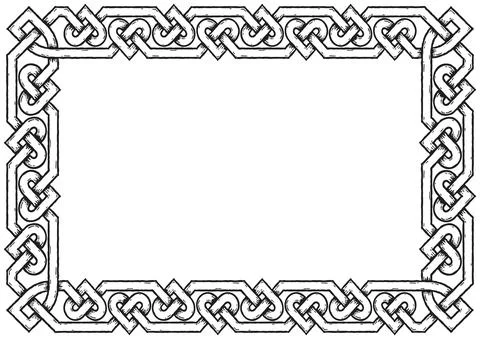 Celtic frame with hearts, with shadows Stock Illustration