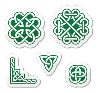 Celtic green knots patterns - vector Illustrazione stock