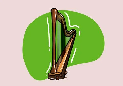 Celtic Harp Isolated on background, Vector Illustration of National Irish String イラスト素材