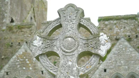 A celtic on the high cross in Ireland Stock Footage 70147804