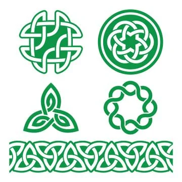 Celtic Irish green patterns and knots - vector, St Patrick's Day Illustrazione stock