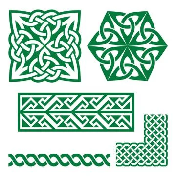 Celtic Irish green patterns and knots - vector, St Patrick's Day Illustrazione stock